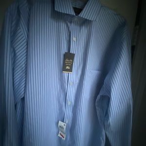 Never Been Worn Tasso Elba men’s dress shirt in blue w/pinstripes. Size 17.5 36